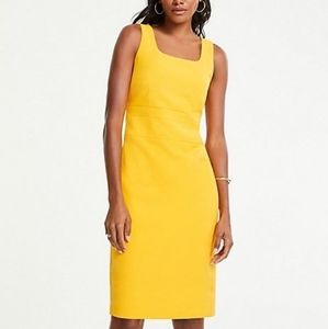 ANN TAYLOR Yellow square neckline pencil dress